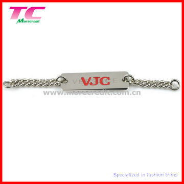 Garment Metal Name Plate with Metal Chain